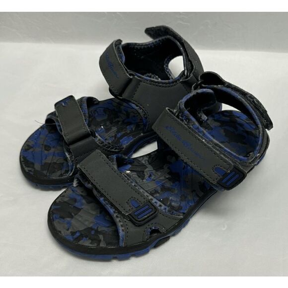 Eddie Bauer‎ Boys Size 1 Adjustable Strap River Sandal Jordan Blue Gray Camo - Picture 1 of 6